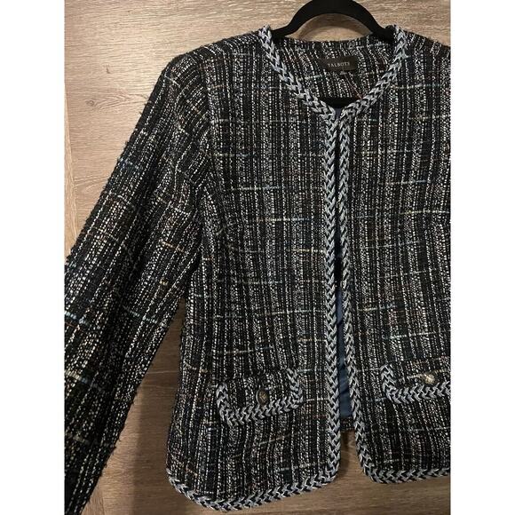 Talbots Plus Size 16 Blue Houndstooth Blazer Coat Suit Business Casual Career - Picture 3 of 11